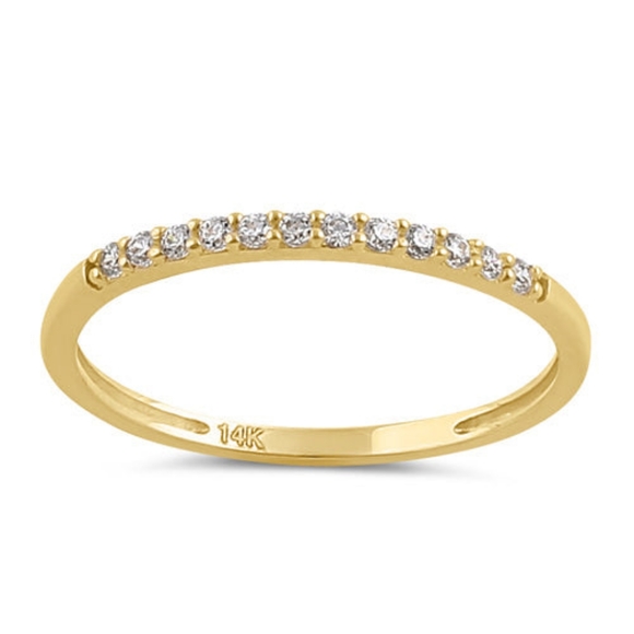 Solid 14K Gold Stackable CZ Ring - Picture 2 of 4
